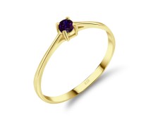 Gold Plate 3mm Amethyst CZ Ring CSR-150-3-GP